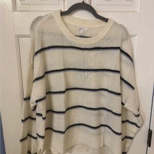 Market & Spruce Cream and Black Striped Sweater